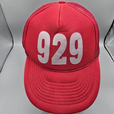 Vintage 1990s Distressed 929 Area Code Red Otto Snapback Mesh Back
