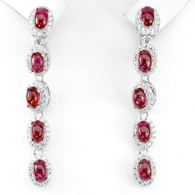 ECHTER ROTER ROSA RUBIN & CZ AKZENTE STERLINGSILBER REISE OHRHÄNGER 