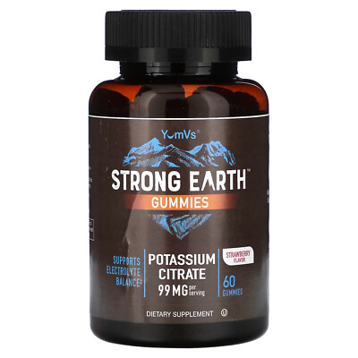 Strong Earth Gummies, Potassium Citrate, Strawberry, 99 mg, 60 Gummies (49.5 mg