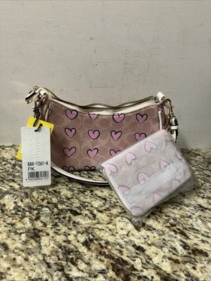 Classic Fashion Teri Shoulder Bag Heart Print With Wallet