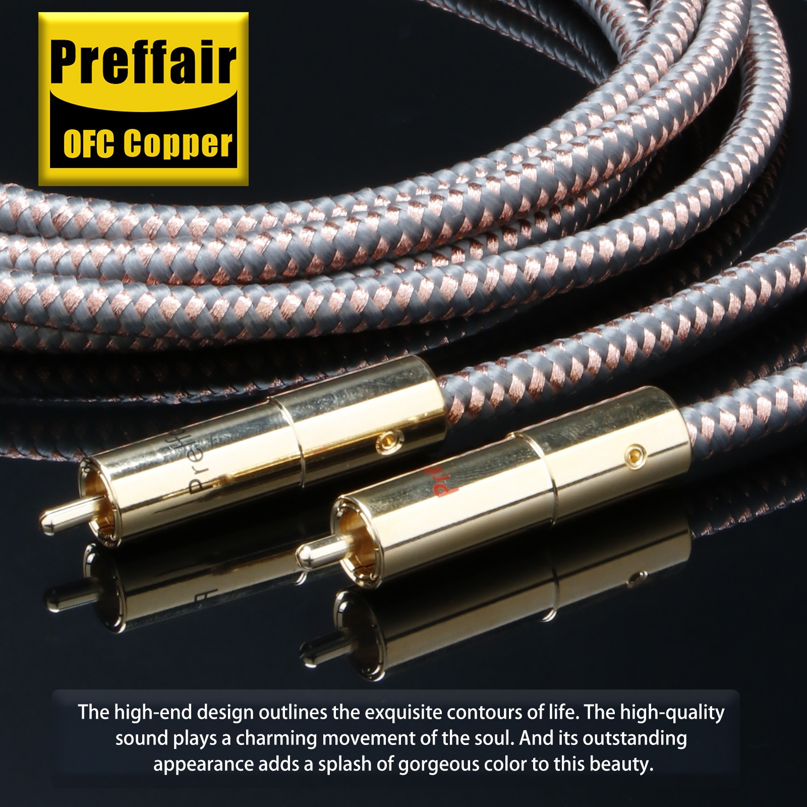 Pair Preffair HiFi RCA Cable Wire OFC RCA to RCA Signal Interconnect Cable