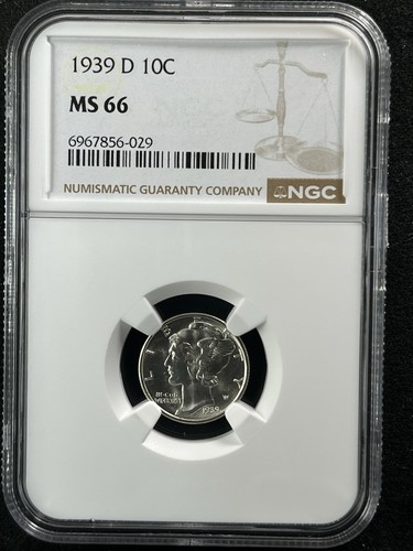 1939-D 10C  Mercury Dime NGC MS66  6967856-029