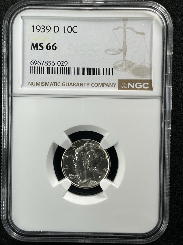 1939-D 10C  Mercury Dime NGC MS66  6967856-029
