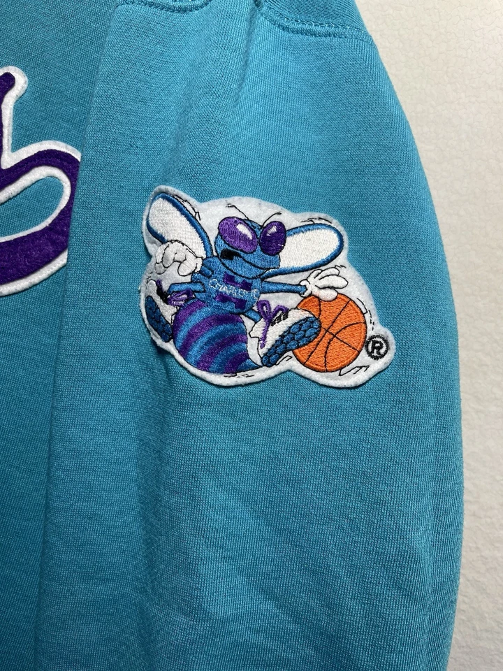 Sudadera con capucha grande vintage Starter Charlotte Hornets Script años 90 NBA Foto 3 de 4