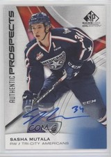 2019-20 Upper Deck SP Game Used CHL Edition Blue Sasha Mutala #37 Auto 0nr3