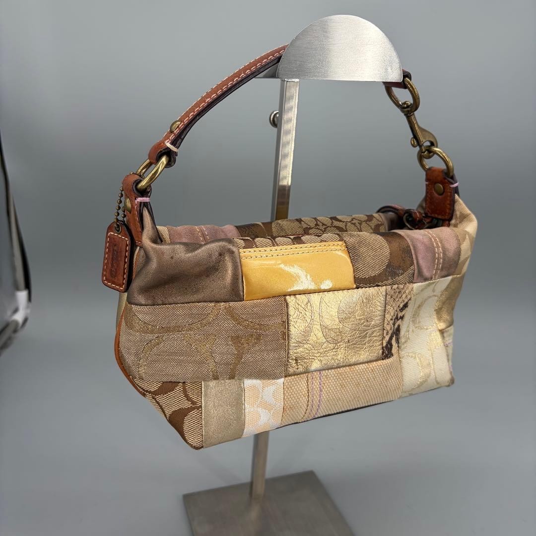 COACH Patchwork Beige Canvas Leather Accessory Po… - image 13