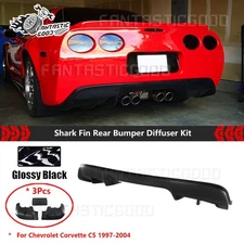 For Chevrolet Corvette C5 1997-2004 Glossy Black Shark Fin Rear Bumper Diffuser