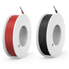 Black Red Silicone Wire 24 Gauge Tinned Copper 30Ft 9M 600V High Flexibility