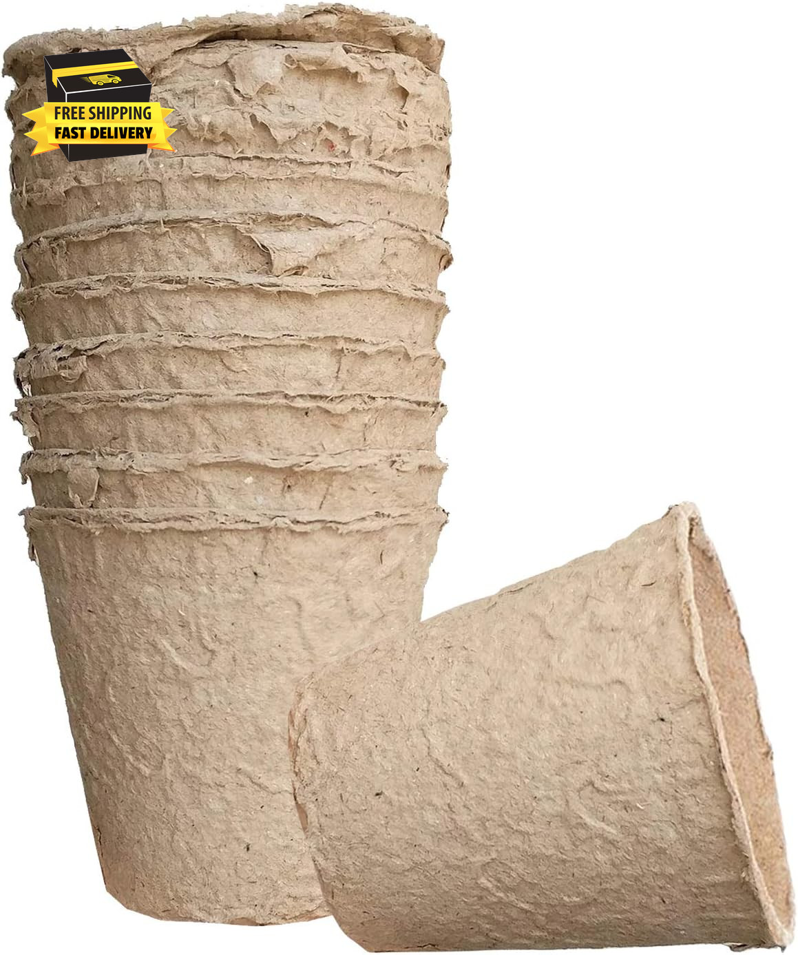 Biodegradable Peat Pots Set (10-Piece) - Brown, 3" X 3 1/4" - Ideal for Indoor/O