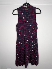 11-1 TYLHO Dress Womens Small Blue Geometric Collared Shirt Midi Sleeveless