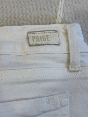 PAIGE Kylie Crop White Jeans Womens Size 31 Stretch Denim Mid Rise Cuffed Pants