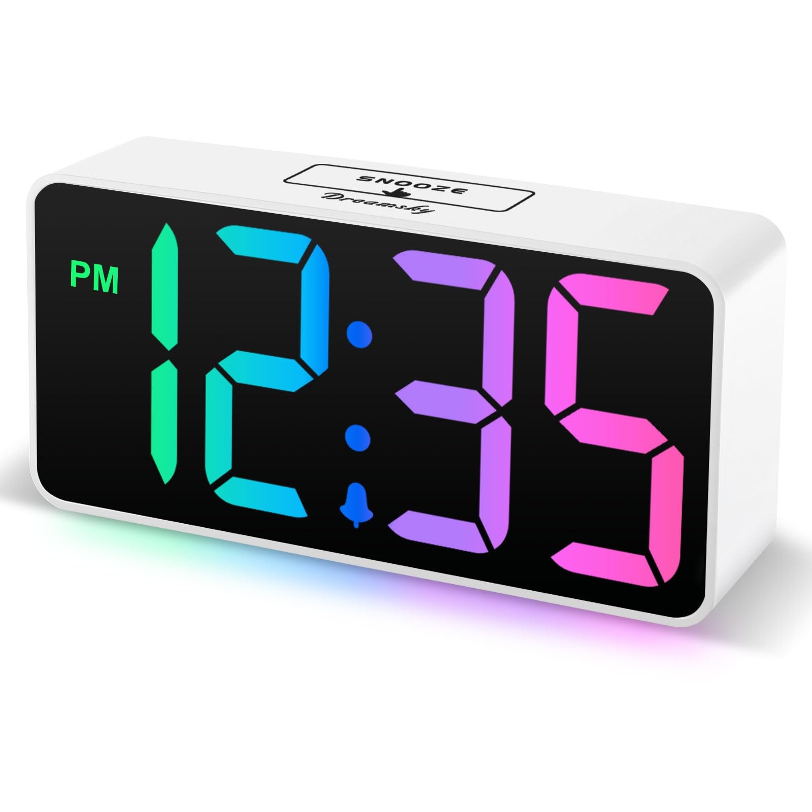 Set Rgb Led White Bedside Digital Clock New