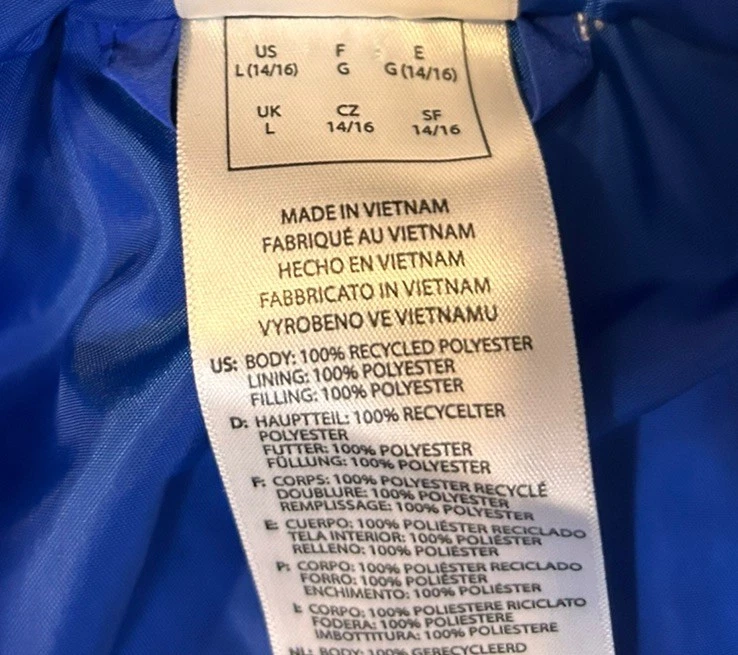 Chaqueta Adidas Juvenil Grande 14/16 Azul Abrigo Abombado con Capucha Cremallera Completa 3 Rayas Foto 3 de 4