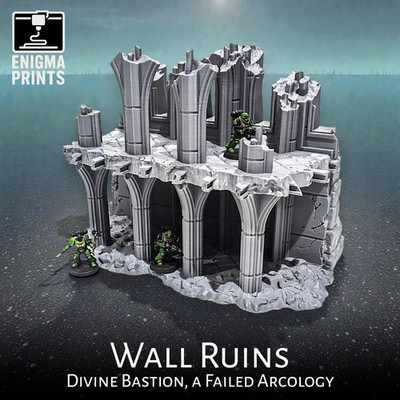 Gothic Wall Ruins A | 28 mm 3D-gedrucktes Gelände & Landschaft für Tischplatte Wargaming