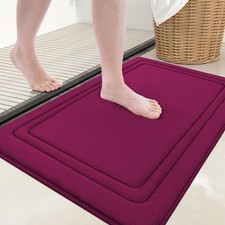 1 PCS Burgundy Ultra Soft Memory Foam Bath Mat Rug 24x16 Inch NonSlip