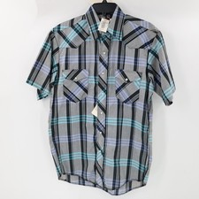 NWT Vintage Wrangler shirt Mens medium Pearl Snap Lightweight western Plaid