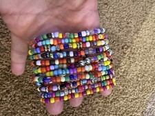 Multicolor Glass Beaded Adjustable Stretch Bracelet Set Round Bohemian Unisex