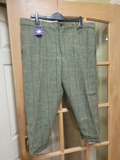 Culotte de tir vintage vert marron à carreaux laine tweed made uk sans marque w42