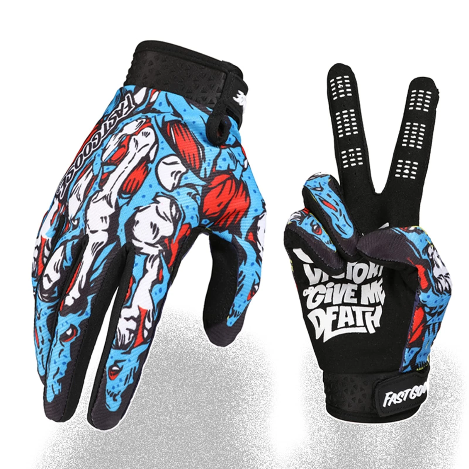 Fast passion Skeleton-Paw Motorcycle Gloves for Men&Women,Cycling L, 1Blue