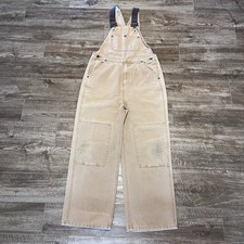 Carhartt Dungarees Youth Size 16 33x27 Tan Overalls Double Knee Bib Duck