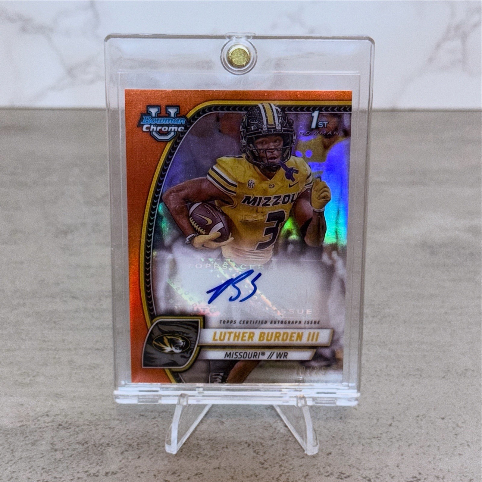 2024 Bowman Chrome U 1st Bowman Luther Burden III Orange Refractor Auto #10/25