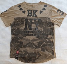 Bushwick NYC Mens Large T-Shirt Camo BK NY Brooklyn Stars Graphic Curved Hem Tee Bushwick NYC Mens Large T-Shirt Camo BK NY Brooklyn Stars Graphic Curved Hem Tee