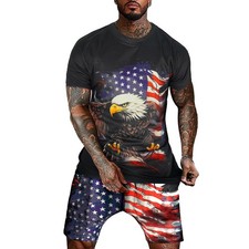 Men's XL American Flag Suit - 4th of July Patriotic Outfit Z3769LYQ