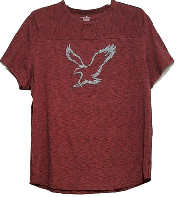 American Eagle Active Flex T-Shirt Burgundy Heathered Logo Short Sleeve Men XXL