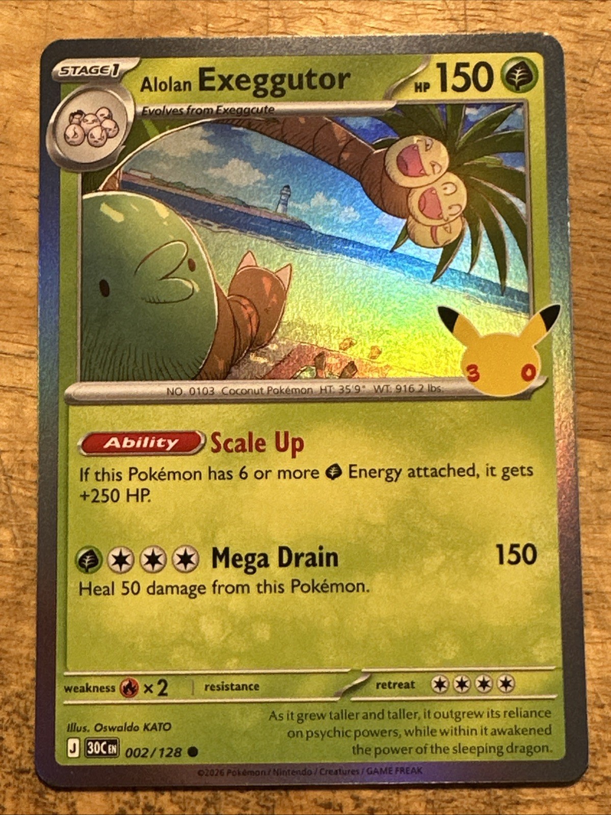 Alolan Exeggutor 002/128 Holo 30C EN 30th Anniversary NM/M Pokemon Card