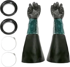 Sandblasting Gloves 23.6" Sandblast Cabinet Gloves with 4 Hole Holders and Me...