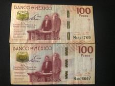 (2) 2016 MEXICO 100 PESOS Conmemorative centennial 1917-2017 constitution 2 note