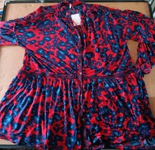 NWT FREE PEOPLE Dress Merlot Oversized Flowy Floral Snap Down Tunic Top Sz L