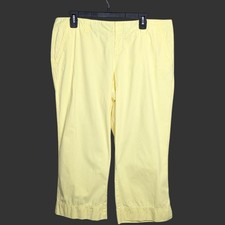 Lilly Pulitzer Palm Beach Fit Pants 14 Yellow Crop Vintage Cotton Solid Resort