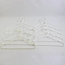 Lot of 10 White Plastic Tubular Clothes Hangers Standard