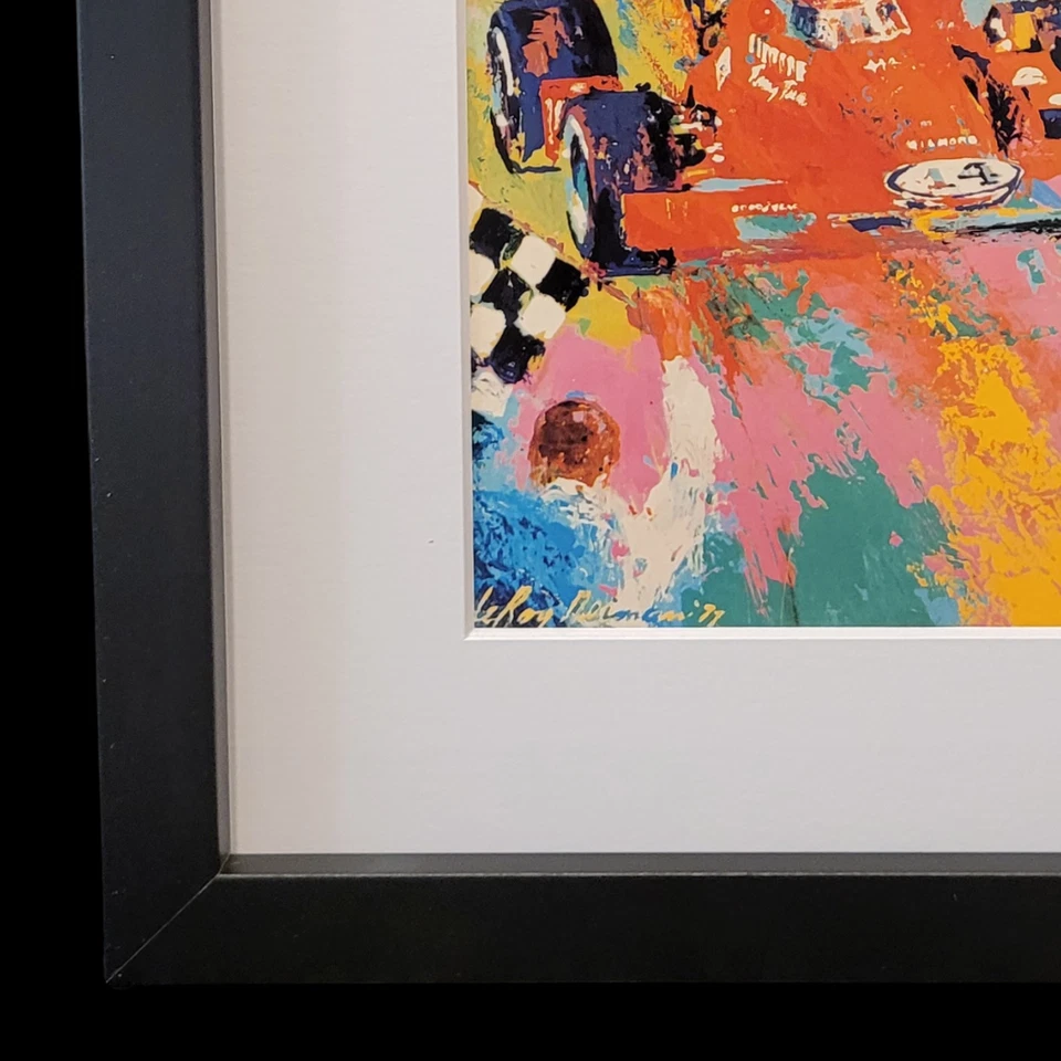 Leroy Neiman "A.J. Impresión deportiva de arte pop enmarcada Foyt" firmada en impresión años 80 Foto 2 de 3