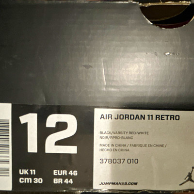 Jordan Air Jordan 11 Retro High Bred Black/Varsity Red-White 2012 378037-010