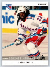 2002-03 Be a Player Memorabilia Anson Carter New York Rangers #356