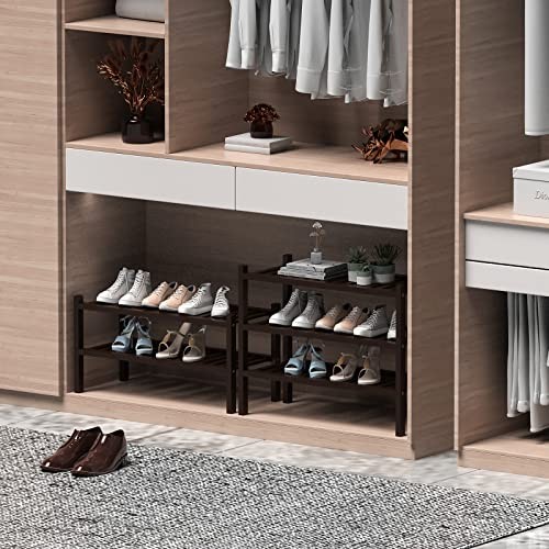 2 Tier (Thick) Bamboo Shoe Rack for Closet Free Standing 2 Tier(Thick) Brown - Picture 5 of 7