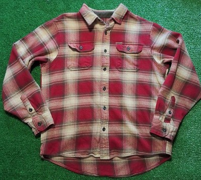 ORVIS Heavyweight Plaid Flannel Shirt Rugged Outdoor Rustic Style - Mens Size L