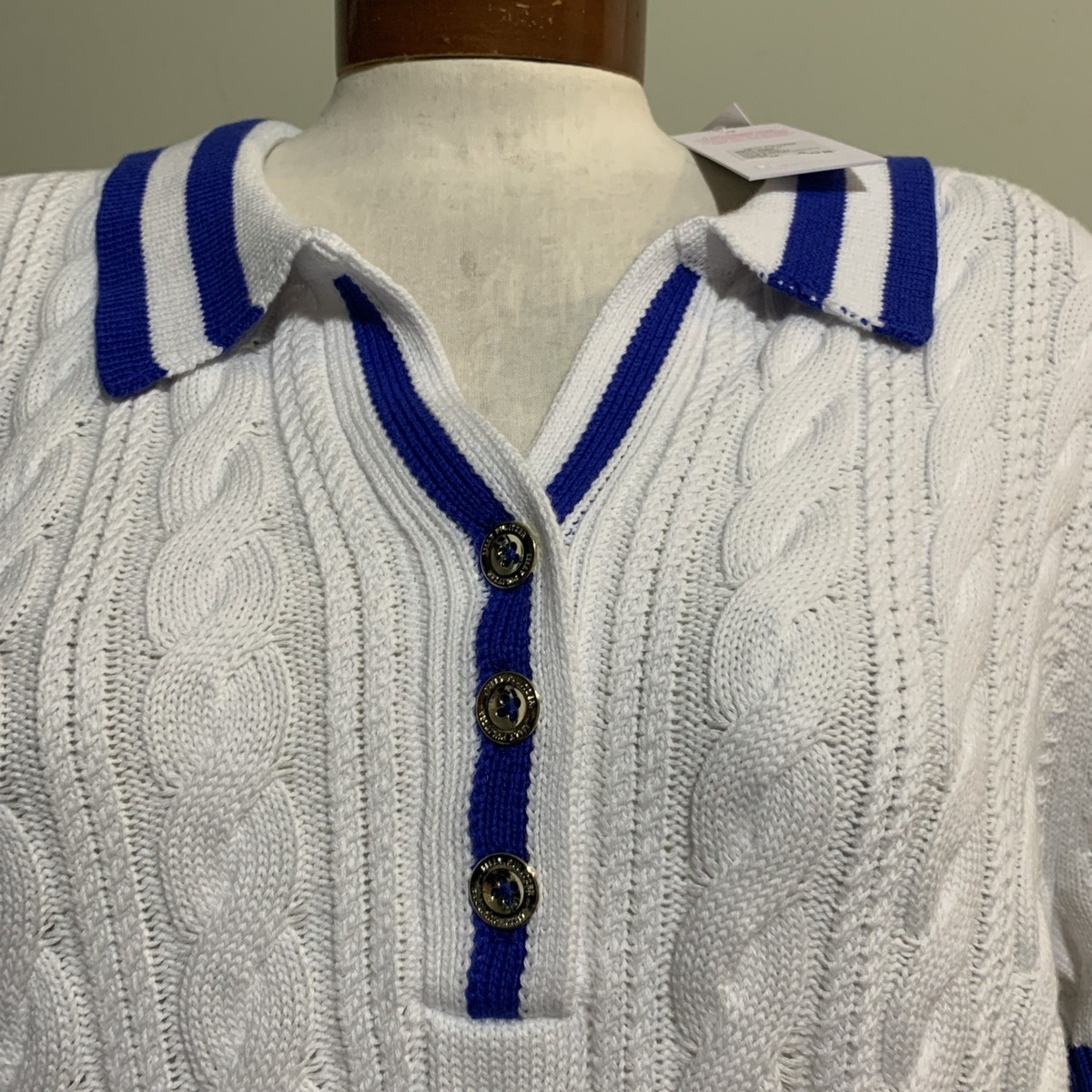 Lilly Pulitzer Suzette Golf Fashion Sweater Womens XL white blue