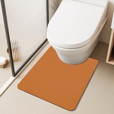 Orange U Shaped Toilet Rug Washable Non Slip Absorbent Bath Mat 20x24 Inch