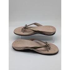 Vionic Tide Flip Flops Women's 7 Bronze Metallic Bow Orthotic Comfort Sandals