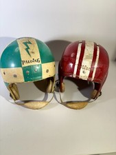 Pair of Vintage 1950s Leather Football Helmets – Spalding Titanite & Wilson