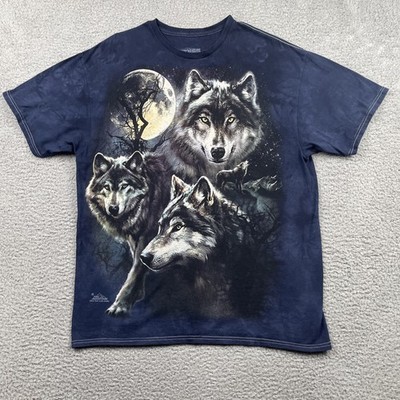 The Mountain 3D Tees Men s T-Shirt XL Blue Wolf Pack Moon Nature Night Sky 2011