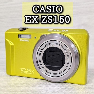 Excellent Condition. CASIO EXILIM EX-ZS150 Lime Yellow Digital Camera, Compact,