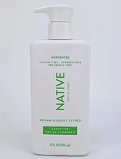 Native Sensitive Facial Cleanser Face Cleaner Unscented 12oz- New
