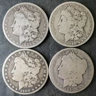 1885 O, 1889 O, 1900 O, and 1901 O $1 Morgan Silver Dollars