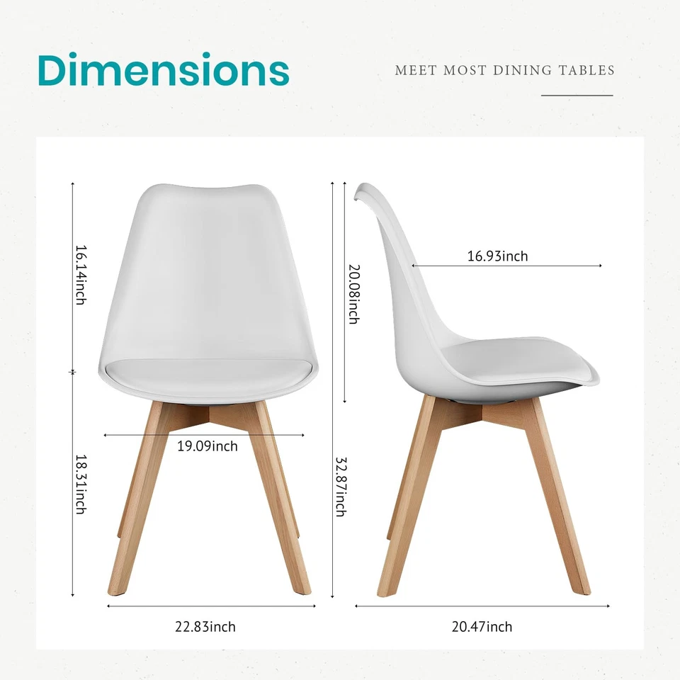 Juego de 4 sillas de comedor, sillas modernas de mediados de siglo de cuero PU para cocina, hasta... Foto 3 de 4