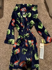 Minecraft Boys Luxe Plush Pajama Robe Graphics New Size XS Soft, Gamer