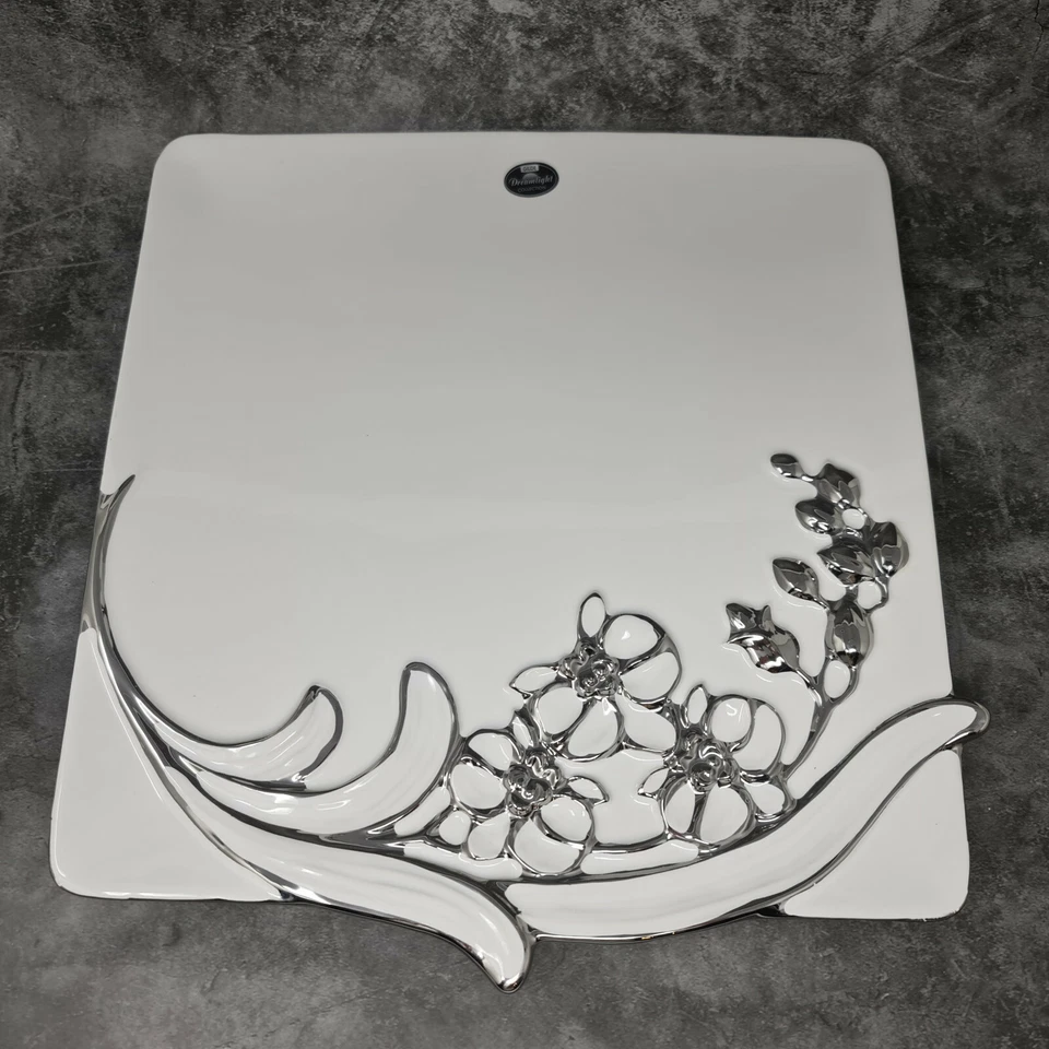 Moderne Dekoschale Obstschale 'Sophia' aus Keramik weiß/silber 32x33 cm - Bild 4 von 4